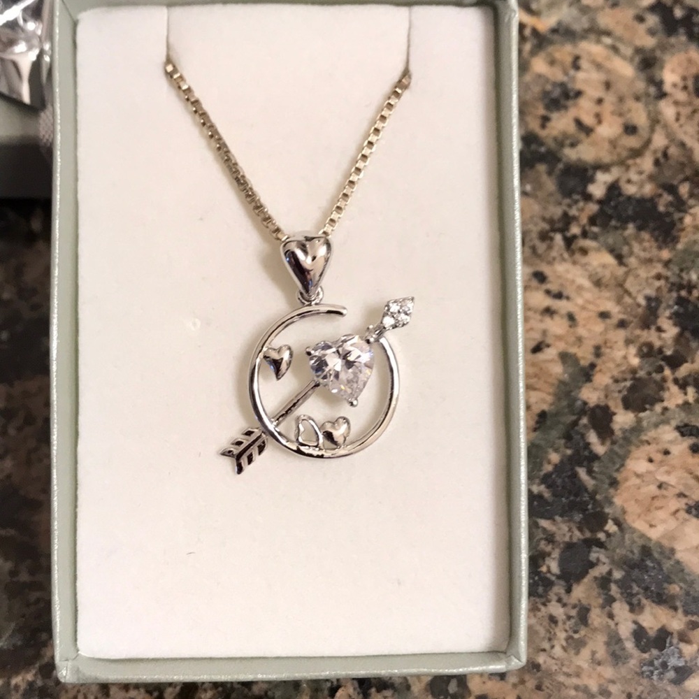 STERLING SILVER AUSTRIAN Crystal HEART PENDANT NIB